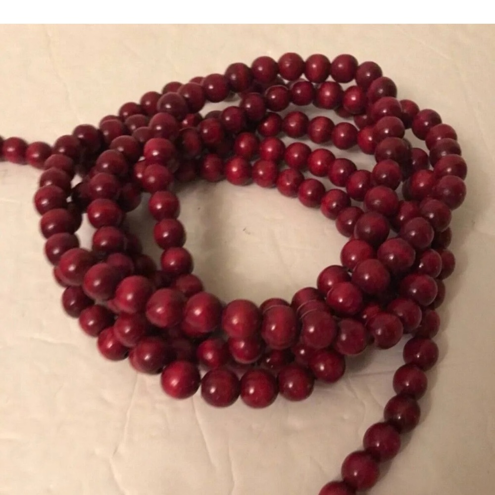 Christmas Red Wood Bead Garland